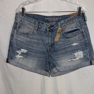 American Eagle Outfitters Distressed Light Blue Jean Shorts